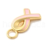 925 Sterling Sliver Pink Enamel Charms STER-Z012-01G-04-2