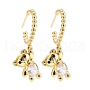 C-Shape with Bear Cubic Zirconia Dangle Stud Earrings EJEW-E167-09G-1