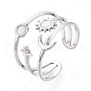 304 Stainless Steel Cuff Rings Components STAS-N113-03P-1