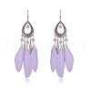 Alloy Rhinestone and Feather Dangle Earrings FS-WGBDF6F-02-1