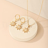 Sun Brass Micro Pave Clear Cubic Zirconia Pendant Necklaces & Hoop Earrings Sets FS-WG1EB67-01-2