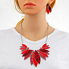 Leaf Alloy with Imitation Leather Pendant Necklace & Stud Dangle Earring FS-WGFF9DD-01-1