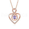 925 Sterling Silver Pave Lilac Cubic Zirconia Number 8 Heart Pendant Necklaces for Women FS-WGC3057-02-3