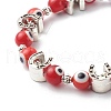 Handmade Evil Eye Lampwork Round Beads Stretch Bracelets BJEW-JB06580-6