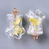 Bear Paw Transparent Glass Pendants GLAA-S181-10G-2