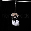 Woven Web/Net with Feather Pendant Decorations HJEW-I013-02-6