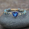 Heart Natural Imperial Jasper Beads Link Bracelets WG1E55C-11-1