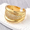 Brass Micro Pave Cubic Zirconia Adjustable Open Cuff Rings for Women RJEW-K292-03G-2