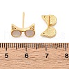 Cat Ear Glasses Brass Micro Pave Clear Cubic Zirconia Stud Earrings KK-D363-17G-3