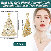Beebeecraft 5Pcs Brass Micro Pave Cubic Zirconia Pendants ZIRC-BBC0002-88B-2