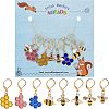  8Pcs 8 Style Bee & Honeycomb Dangle Leverback Earrings for Women HJEW-NB0001-36-1