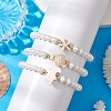 3Pcs 3 Styles Summer Shell Pearl Braided Bead Bracelets BJEW-JB10323-2