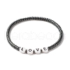 Synthetic Hematite Heishi Beaded Stretch Bracelet with Word Love BJEW-JB07570-1