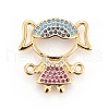 Brass Micro Pave Cubic Zirconia Links ZIRC-F093-49-2