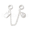 Brass Micro Pave Clear Cubic Zirconia Cable Chain European Beads KK-G531-07C-S-1