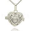 Silver Color Plated Brass Hollow Heart Cage Pendants KK-J243-06S-1
