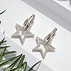 Star Sterling Silver Micro Pave Cubic Zirconia Hoop Earring for Women US7250-4