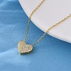 925 Sterling Silver Micro Pave Clear Cubic Zirconia Heart Pendant Necklaces for Women NJEW-D316-04G-3
