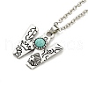 Letter A~Z Antique Silver Plated Alloy with Synthetic Turquoise Pendant Necklaces NJEW-G080-01W-2