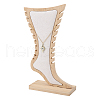 Foot Shaped Bamboo & Velvet Anklet Display Stands ODIS-WH0030-140B-1