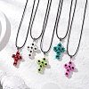 Glass Seed Beads & Synthetic Blue Goldstone Beaded Cross Pendant Necklaces NJEW-MZ00103-1