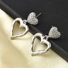 Hollow Heart Brass Micro Pave Clear Cubic Zirconia Dangle Stud Earrings EJEW-Z099-02P-02-2