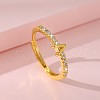 Adjustable Brass Micro Pave Clear Cubic Zirconia Finger Rings for Women FS-WG712C8-05-1