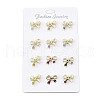 12Pcs 6 Colors Bowknot Alloy Rhinestone Brooches for Backpack Clothes JEWB-A033-16G-1