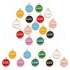 45Pcs 9 Colors Light Gold Alloy Enamel Pendants ENAM-CJ0002-07-1