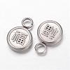 Non-Tarnish 304 Stainless Steel Chinese Symbol Pendants STAS-F035-08-2