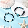2Pcs Synthetic Turquoise and Natural Lava Rock Beads Stretch Bracelets for Men Women BJEW-JB11824-1