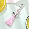 Angel Glass Pearl & MIYUKI Seed Beaded & Polycotton Tassel Pendant Decorations HJEW-MZ00198-04-4