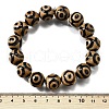 Natural Agate Round Beaded Stretch Bracelets BJEW-U047-01-5