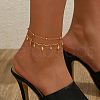 Tropical Iron Crystal Rhinestone Leaf Tassel Double Layer Anklets for Women's Beach Party GF3262-5