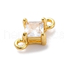 Brass Cubic Zirconia Rhombus Connector Charms KK-F894-12G-06-2