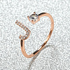 Brass Micro Pave Cubic Zirconia Cuff Rings for Women FS-WGA4C54-10-1
