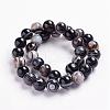Natural Black Striped Agate/Banded Agate Beads Strands G-J359-01-12mm-2
