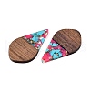 Transparent Resin and Walnut Wood Pendants RESI-T057-06K-3