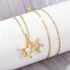 Starfish Brass Micro Pave Cubic Zirconia Pendant Neckalces for Women NJEW-C076-06G-3