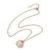 Round Shell Pearl Macrame Pouch Pendant Necklaces NJEW-JN04955-01-4