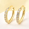 Oval Brass Micro Pave Clear Cubic Zirconia Hoop Earrings EJEW-Z121-02G-1