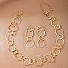 Alloy Ring Link Chain Necklace & Stud Dangle Earrings Sets FS-WGB71C6-01-1
