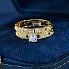 2Pcs Flat Round Brass Micro Pave Clear Cubic Zirconia Finger Rings FS-WG91922-02-4
