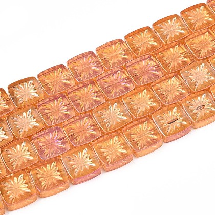 Electroplate Transparent Glass Beads Strands EGLA-N017-03C-1