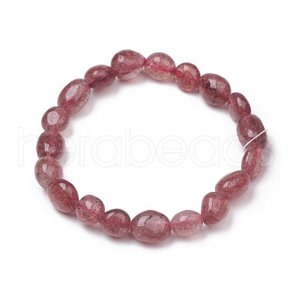 Natural Strawberry Quartz Stretch Beaded Bracelets BJEW-K213-C12-1