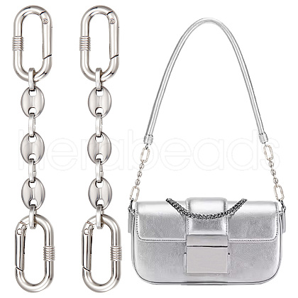 Unicraftale 2Pcs 304 Stainless Steel Oval Link Bag Extender Chains AJEW-UN0001-74-1