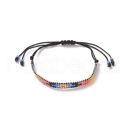 Handmade Japanese Seed Evil Eye Braided Bead Bracelets BJEW-MZ00018-01-1