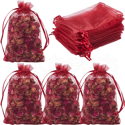 SOFPLATE 100pcs Large Organza Pouches Portable Shoes Bag Travel Storage Drawstring Bags OP-SP0001-03D-04-1