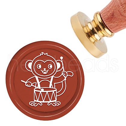 Brass Wax Seal Stamp with Handle AJEW-WH0184-0241-1
