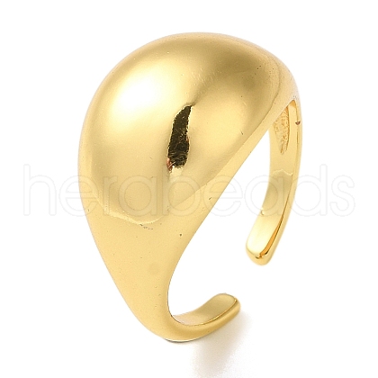 Rack Plating Brass Plain Dome Open Cuff Rings RJEW-M162-21G-1